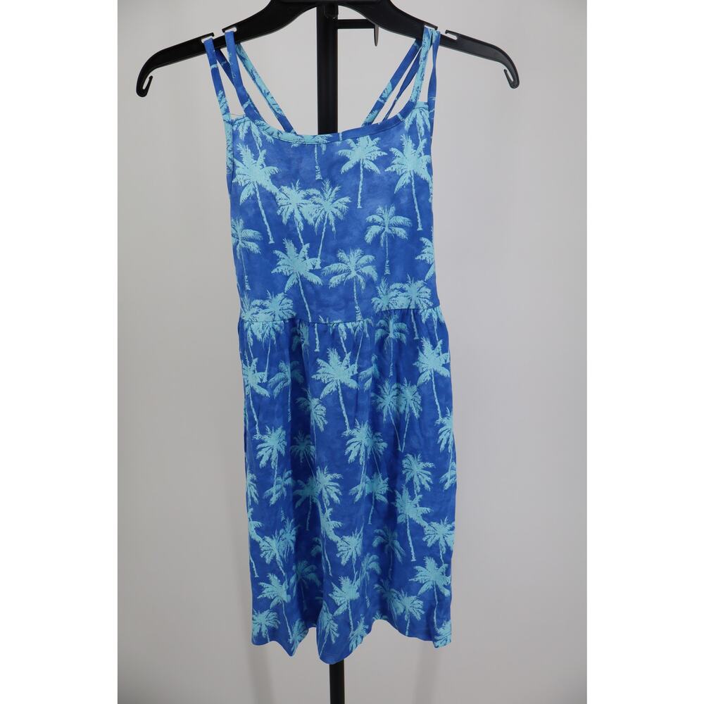 NEW The Children's Place Dress Girl Kids Blue Palm Tree Crossback Size XL - Picture 2 of 5